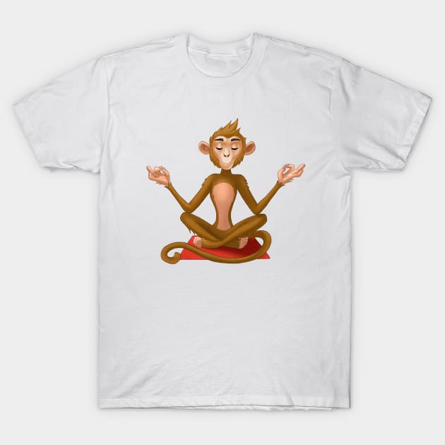 Meditating Monkey T-Shirt by Taya_art